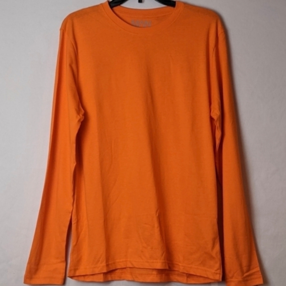 Boohoo Man Bright Orange Long Sleeve Crew Neck Tee size Medium